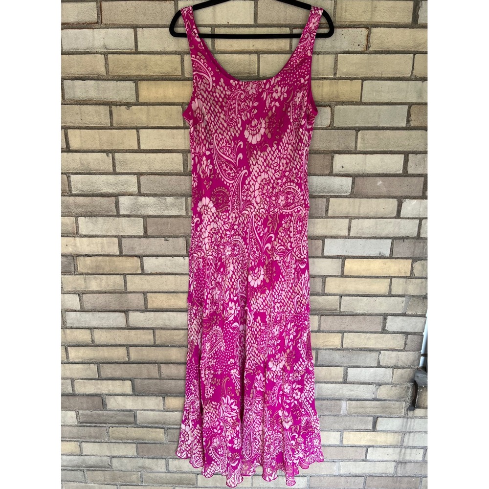 Jones New York Pink Paisley Sleeveless Chiffon Maxi Dress Size Large - Picture 1 of 4